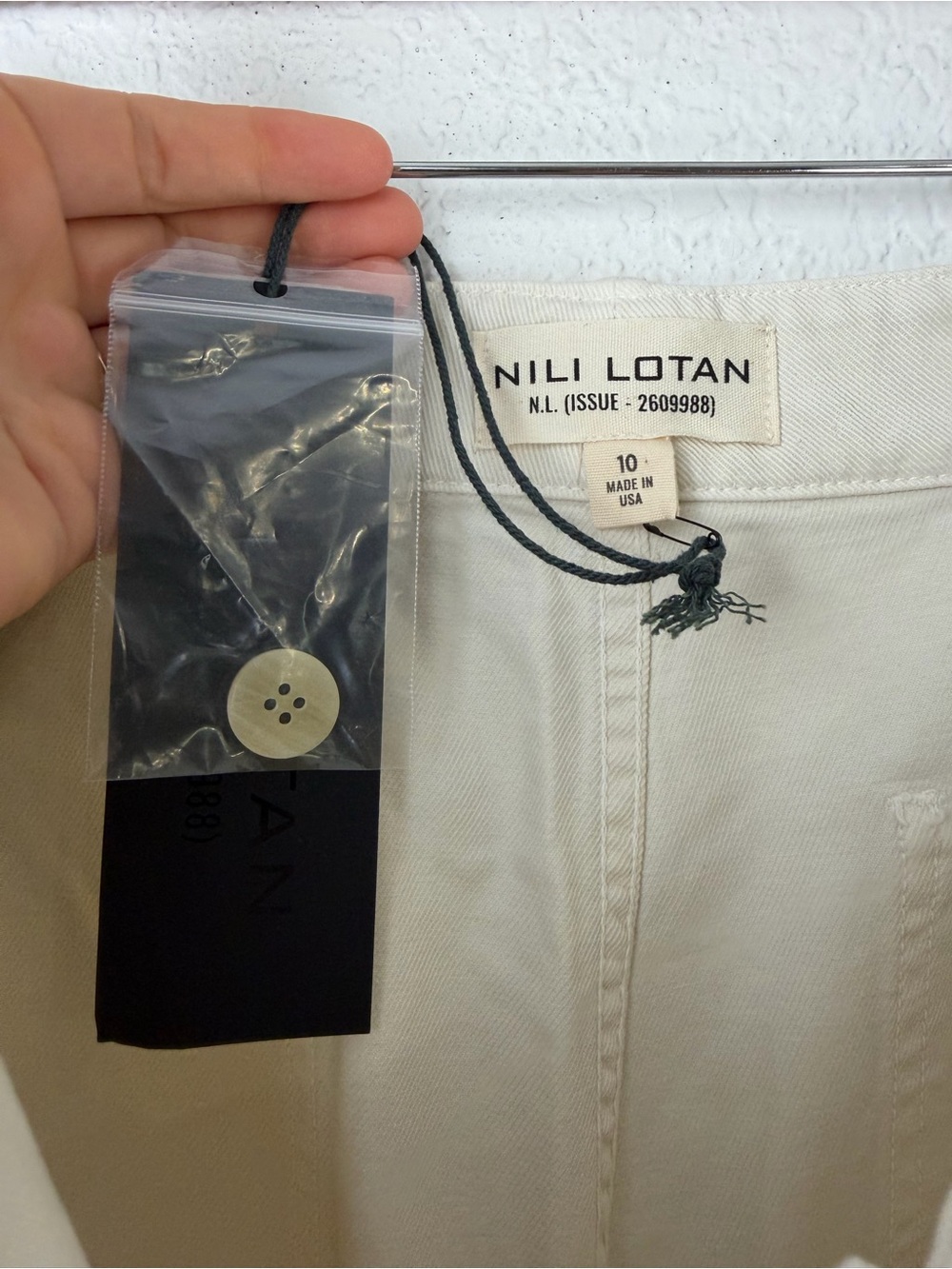 NWT Nili Lotan Quentin Wide Leg High Waisted Pants White Stone 10 - Picture 9 of 16